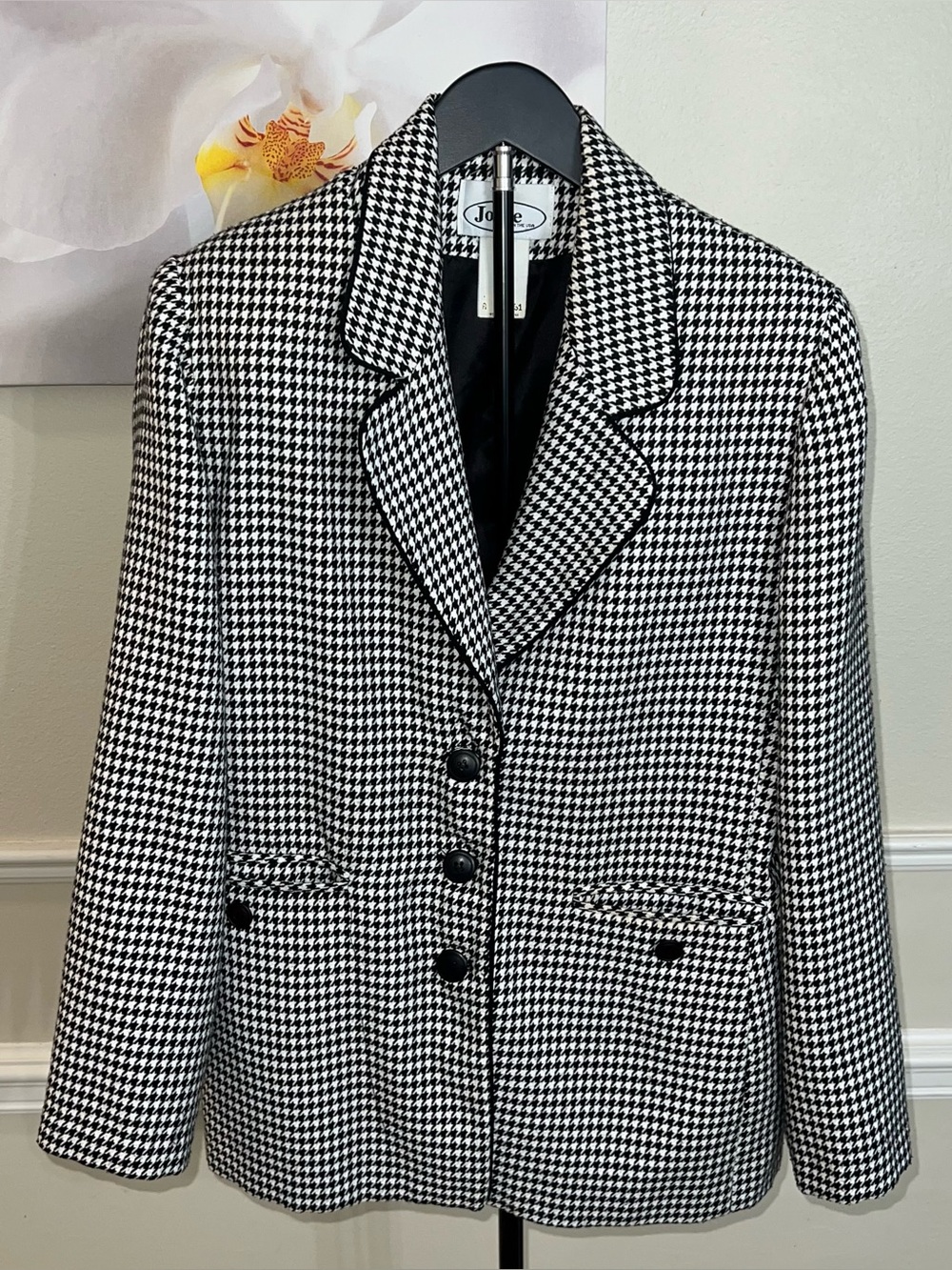 Joyce Black & White Women’s Houndstooth Blazer Jacket! Size 10.